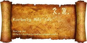 Korbely Máté névjegykártya